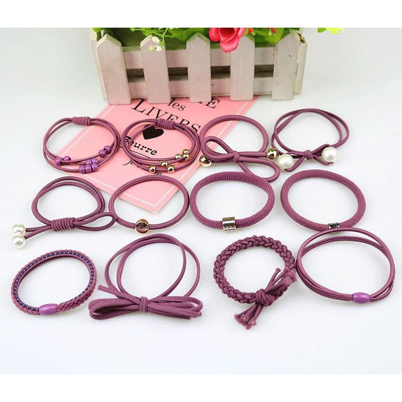 Set 12 dây thun (chun) cột tóc phong cách Hàn Quốc
