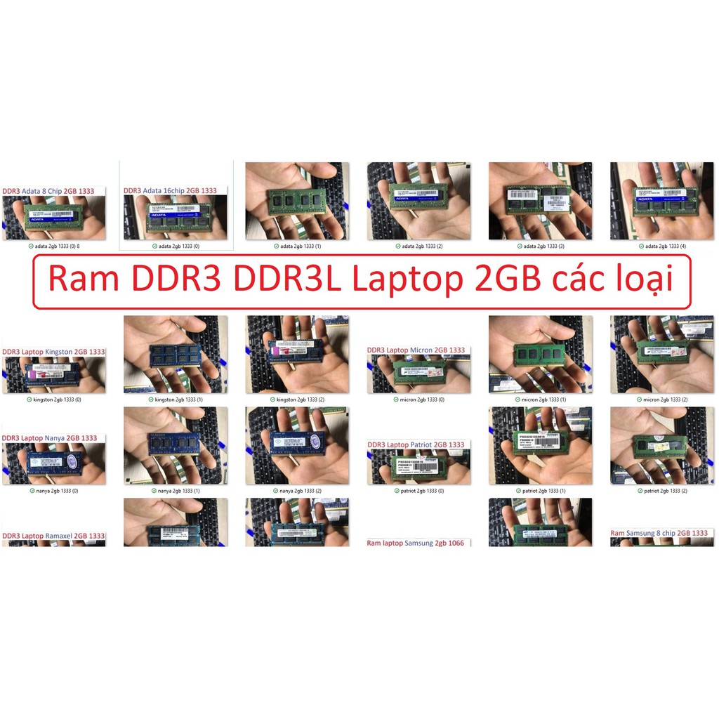 ram cho laptop máy tính xách tay 2gb pc3 pc3l ddr3 ddr3l 1066 1333 1600 kingston samsung adata nanya ramaxel memory all