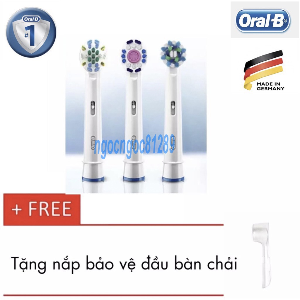 Đầu bàn chải oralb - Bộ 3 đầu bàn chải Oral-B + 1 nắp bảo vệ đầu bàn chải