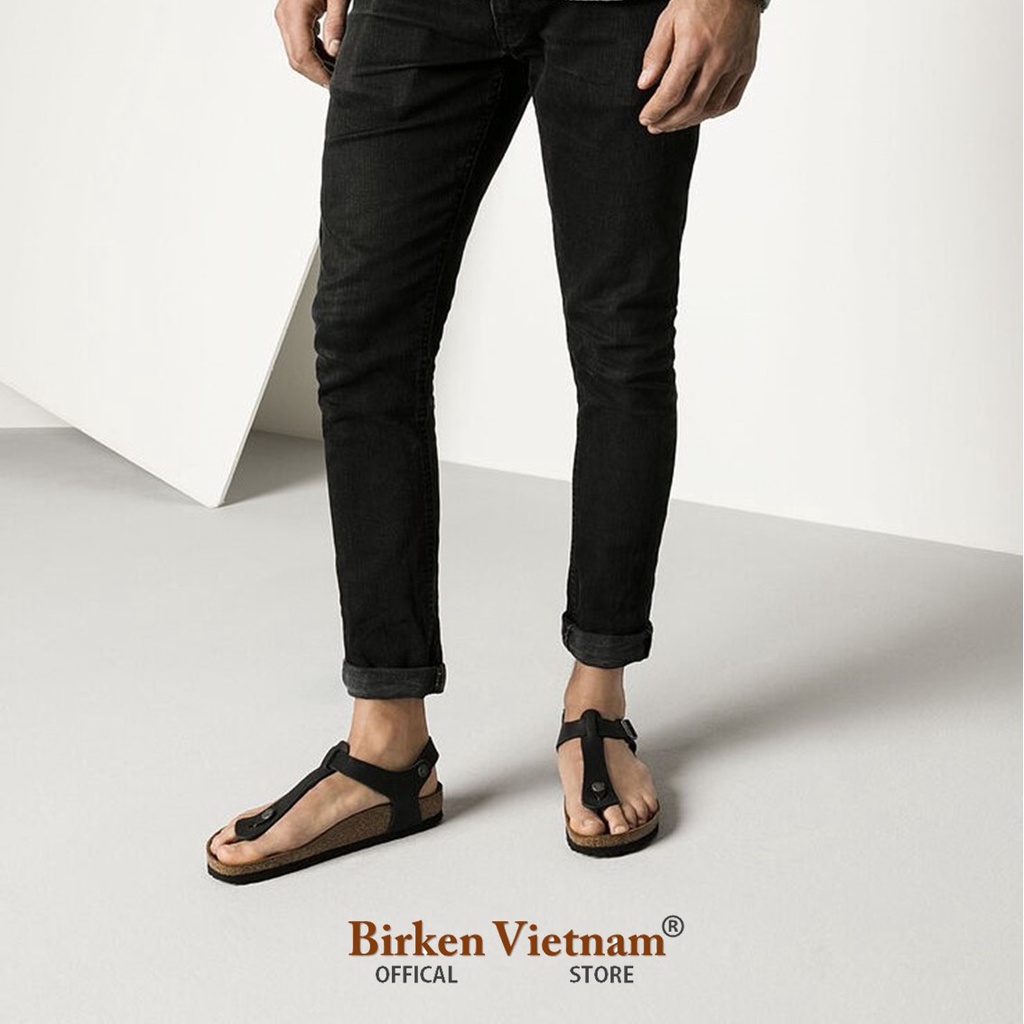 Mã D10 Sandal DA BÒ Đế Trấu Quai Tách Ngón Unisex Birken Vietnam Bioline