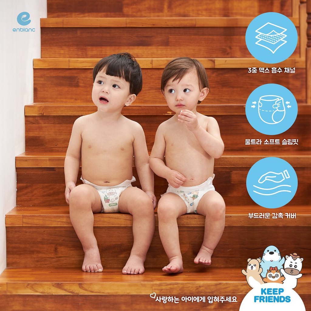 Combo 10 Tã Bỉm Quần ENBLANC KEEP FRIENDS Đủ Size Cho Bé Từ 3kg Đến 25kg, Quy Cách 18-40 Miếng