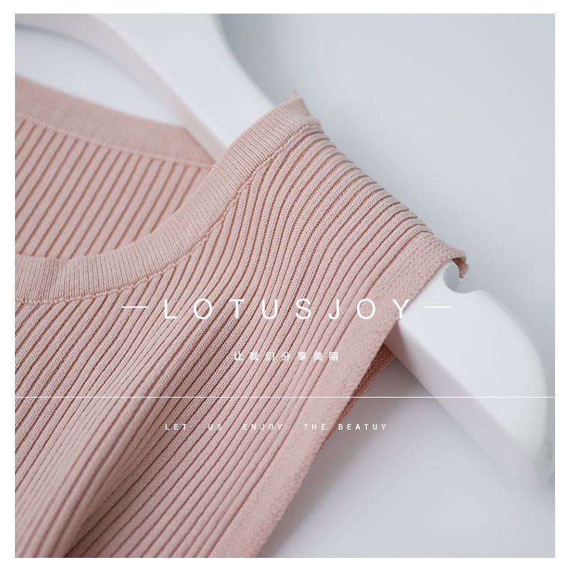 Áo Camisole Dệt Kim Không Tay Cổ Thuyền