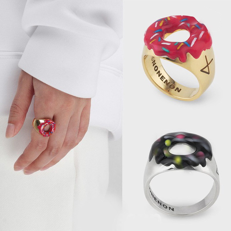 Vòng Cổ Kết Hợp Nhẫn Hình Bánh Donut Phong Cách Hàn Quốc Thời Trang Unisex 23571