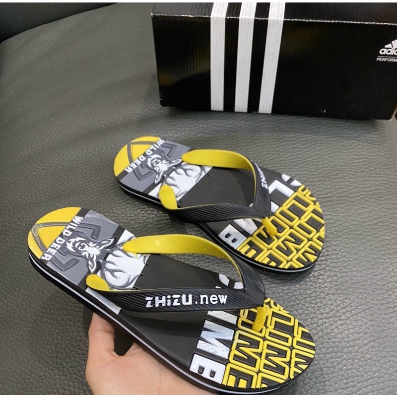 Dép tông đi biển thời trang nam đế cao su có hoạ tiết, Dép kẹp mùa hè phong cách trẻ trung năng động btshop từ 40-44