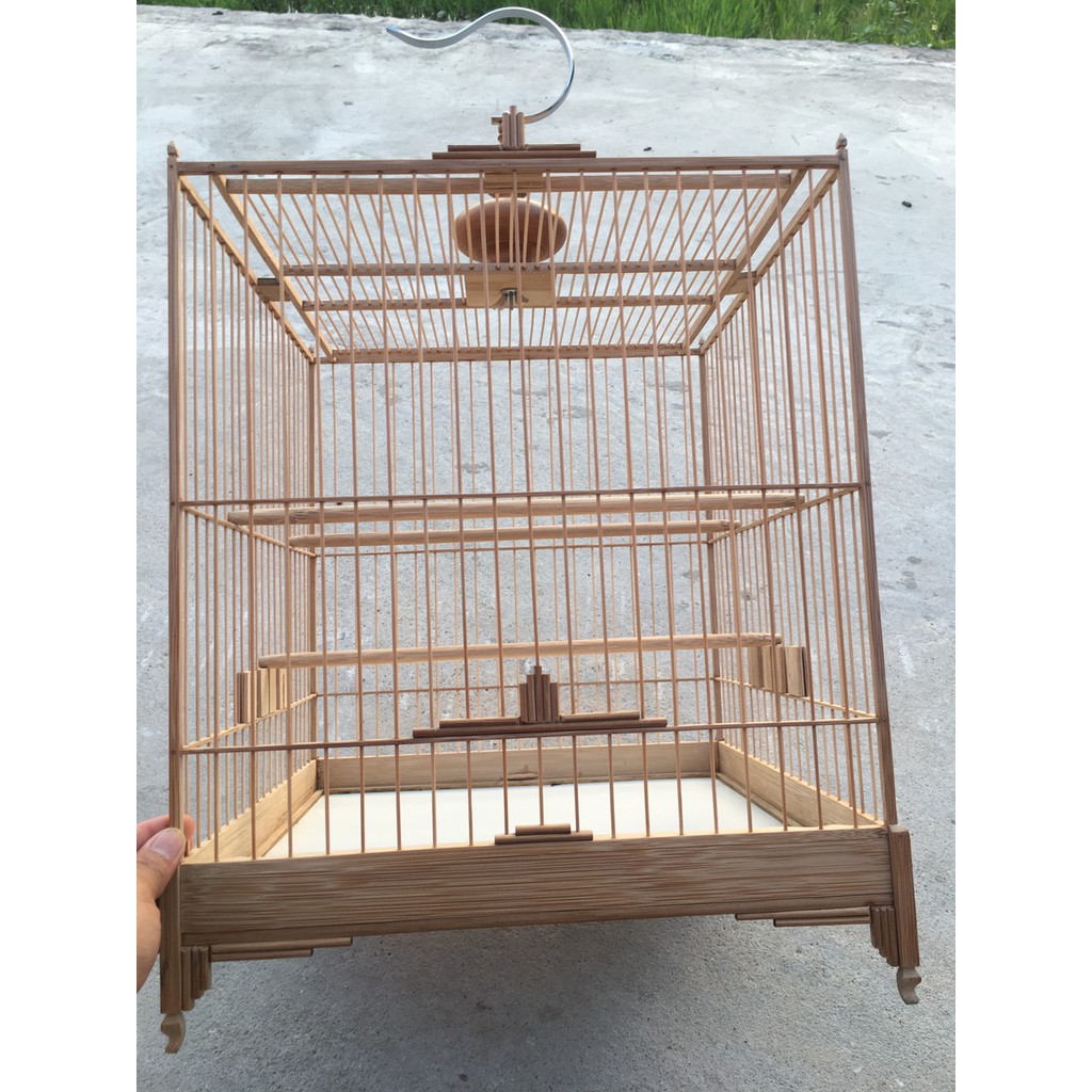 Lồng nuôi chim chào mào lồng tre kèm cầu cóng
