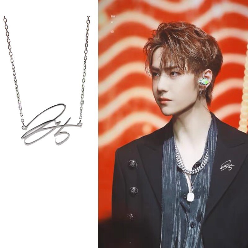 Vòng cổ Bạc cao cấp thiết kế theo chữ ký Vương Nhất Bác siêu xinh.