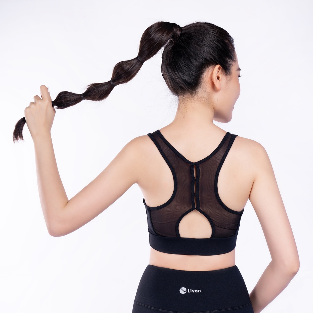 Áo Bra Tập Gym, Yoga Khoá Kéo For Ready Livan Sport Màu Đen