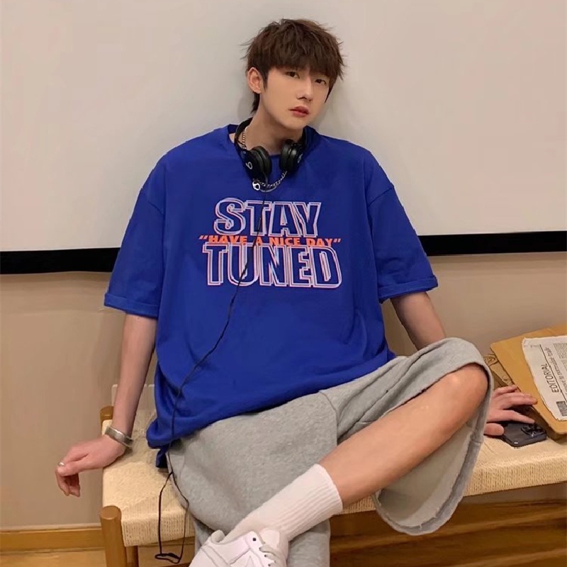 Áo Thun Dáng Rộng In Chữ Phong Cách Hip Hop Đường Phố Hàn Quốc Thời Trang Mùa Hè Cho Nam