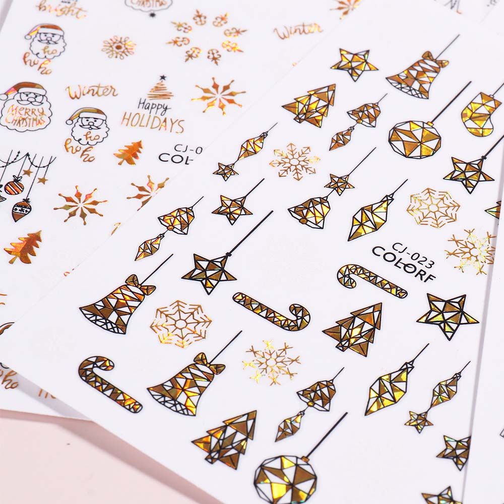 [Hàng mới về] Tờ sticker dán móng tay trang trí thủ công họa tiết hoạt hình 3D phong cách Giáng Sinh nhiều kiểu tùy chọn