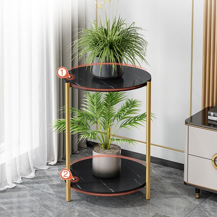 Kệ để chậu hoa cây cảnh phòng khách 2 tầng mặt gỗ sang trọng, kệ ban công để cây cảnh đa năng - Mã CH01