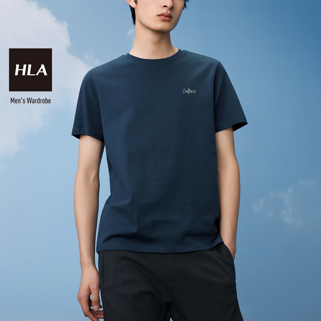 HLA - Áo Thun Nam Ngắn Tay Simple Pure Color Short Sleeve T-shirt