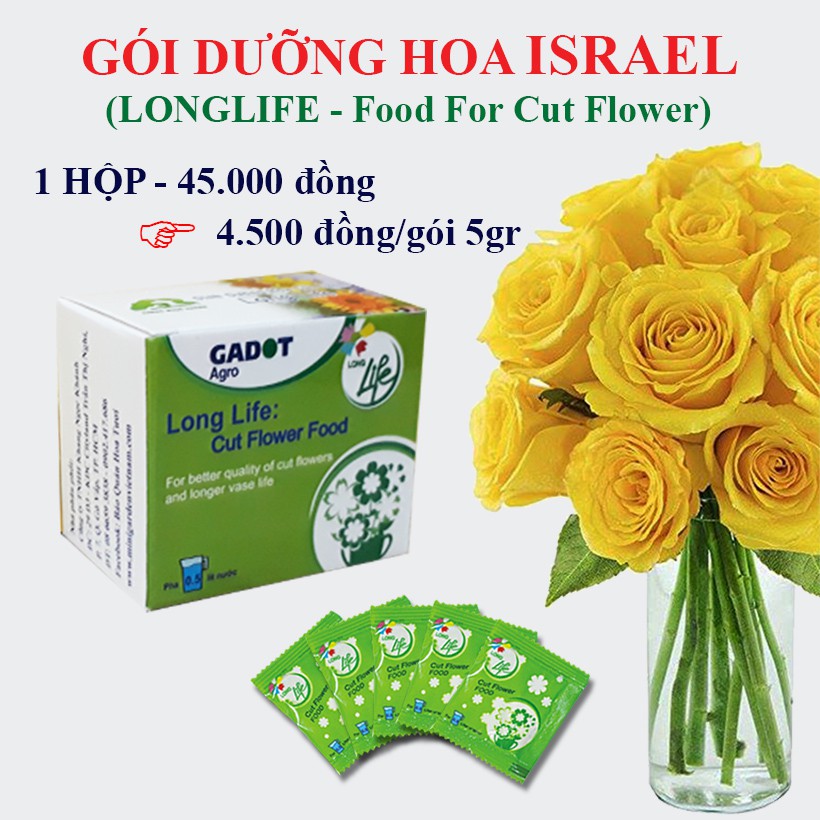 Shop Kenkou_Gói thuốc dưỡng hoa tươi lâu - hiệu Long life Israel - giành cho người chơi hoa