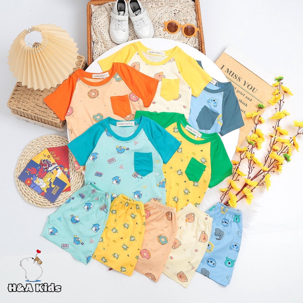 Đồ bộ MINKY MOM size đại cho bé trai bé gái cộc tay thun lạnh, bộ quần áo trẻ em monky mom mặc nhà cho bé 1 2 3 4 5 tuổi