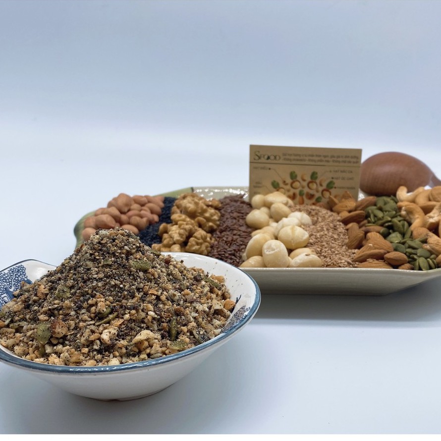 [có muối hồng] Muối vừng 9 loại hạt Sfood( gồm: macca, điều, óc chó, hạnh nhân, lanh, bí, lạc...) 500gram | BigBuy360 - bigbuy360.vn