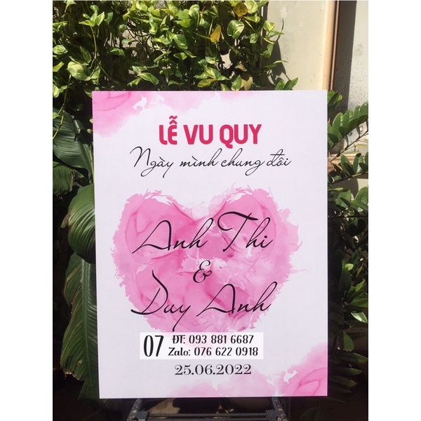 Bảng tên đám cưới, Lễ Vu Quy, Đính Hôn