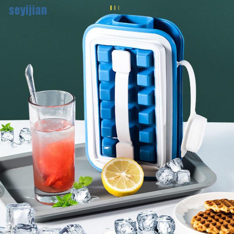 Khay Silicone Làm Đá Viên 2 Trong 1 Có Thể Gấp Gọn Tiện Lợi