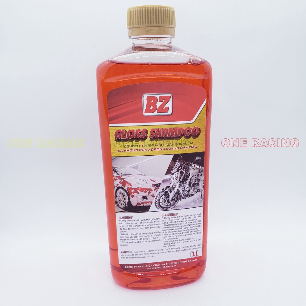 Xà bông BZ nước rửa xe Gloss Shampoo thế hệ mới siêu bọt rửa cực sạch, công nghệ châu âu, mùi thơm nhẹ