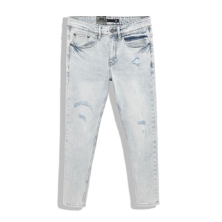 Quần Jean Rách Gối INF Somehow Đen Bạc, Chất Vải Denim Cotton Co Giãn 
