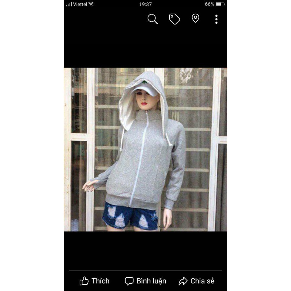 Áo khoác nỉ ngoại nón rộng