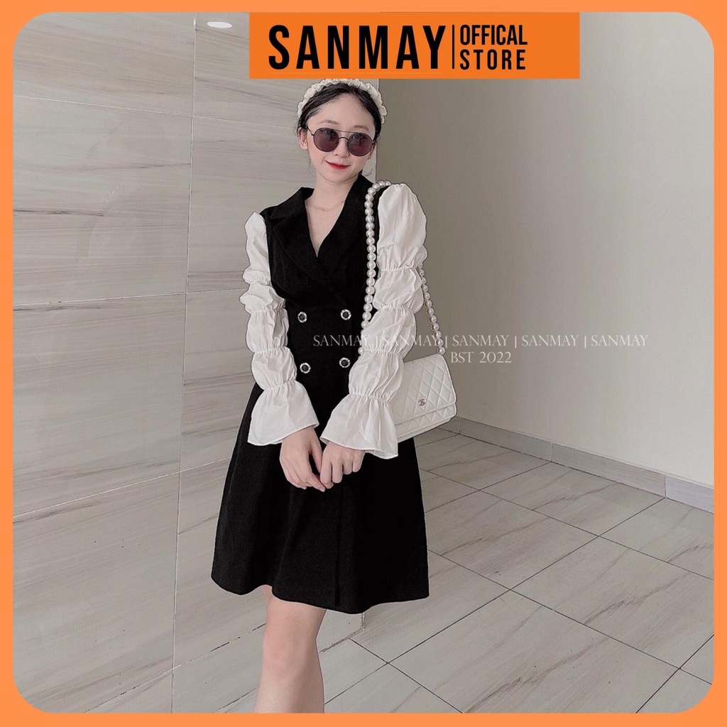 Đầm Đi Tiệc Cưới SANJOLI Váy công sở Ôm Dáng Cổ Sơ Mi Thiết Kế Tay Bo Nhún Sang Trọng Kểu Dáng Hàn Quốc VD052 | BigBuy360 - bigbuy360.vn