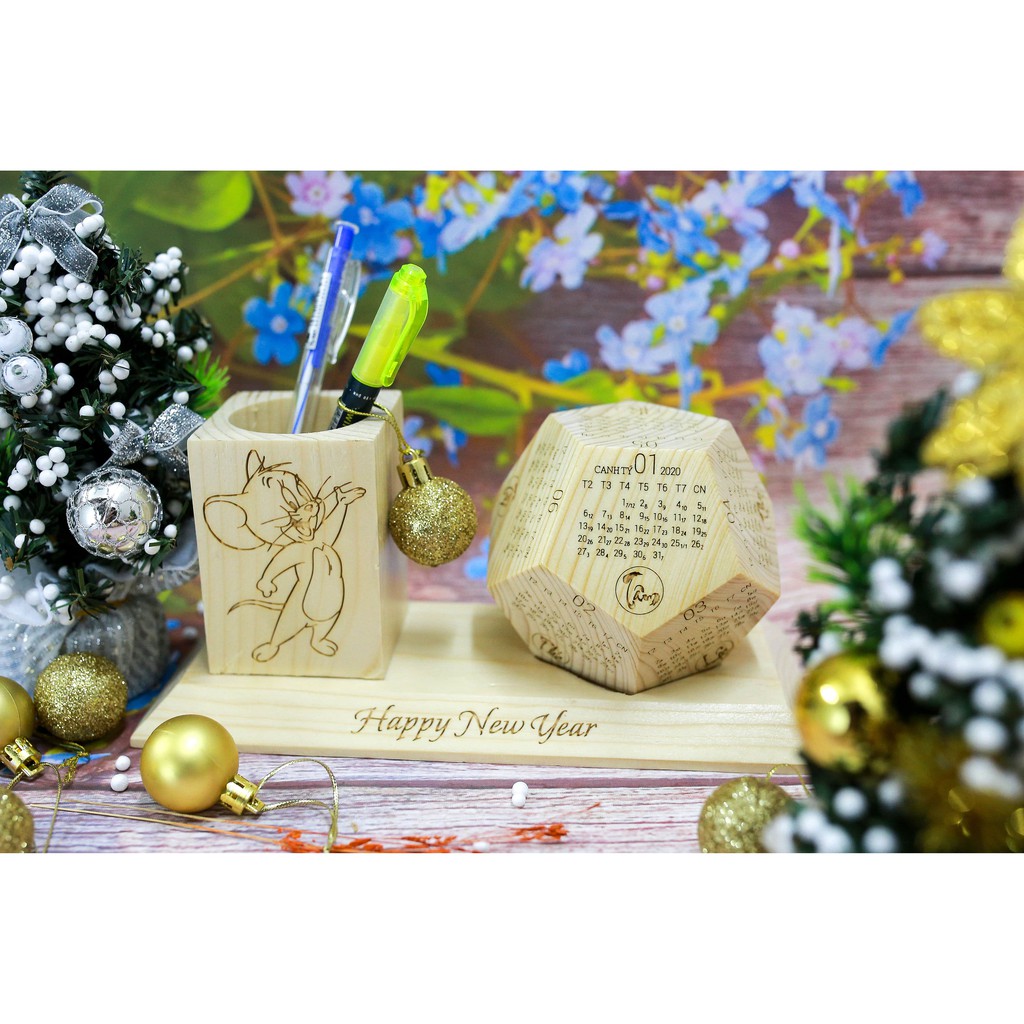 Lịch 2021 Gỗ đặc nguyên khối kèm đế, in khắc theo yêu cầu (Hàng chuẩn xuất khẩu nước ngoài) | BigBuy360 - bigbuy360.vn