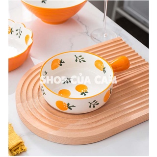 Bát đĩa gốm sứ nhật bản họa tiết quả cam phong cách bắc âu