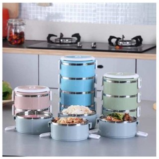 Cặp lồng cơm 4 tầng thoải máu đựng vơm canh mà lạic còn giữ nhiệt 4 tầng inox cao cấp