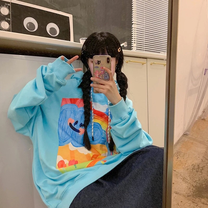 Hoodie mặt hình nghệ thuật 3 màu cực xinh