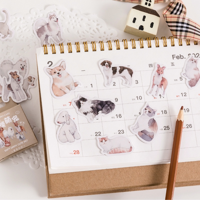 Set 45 Sticker Dán Tường Hình Thú Cưng Dễ Thương