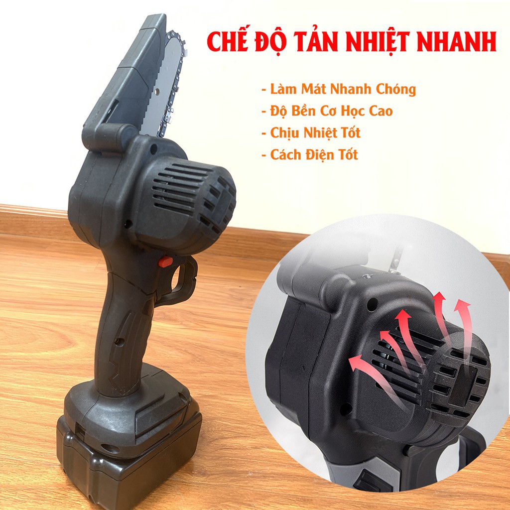 [CHÍNH HÃNG] Máy Cưa Xích Pin Cầm Tay HITACHI 199V- Máy cưa xích - Cưa xích chạy pin- 2 Pin 10 cell - Lõi đồng 100%