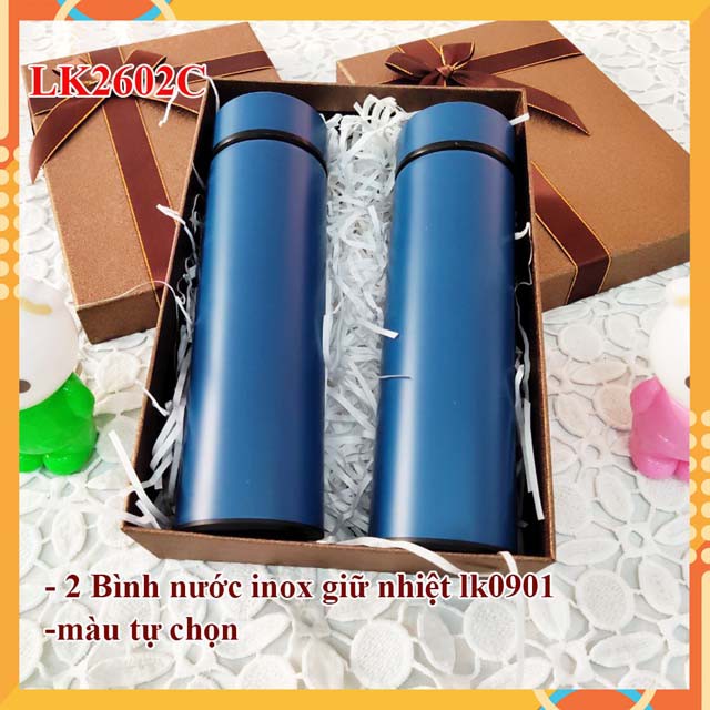 Hộp quà tặng sang trọng bình giữ nhiệt và dù chống tia cực tím- quà sinh nhật-quà 20-10 - KHẮC LOGO THEO YÊU CẦU LK2602D