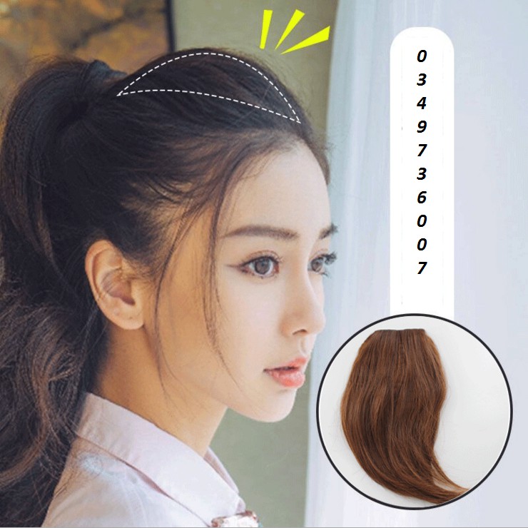Tóc giả nữ dập xù dài 30cm – Tóc kẹp phồng mái che khuyết điểm không cộm (giá bán 1 bên) - Cô nàng sư tử