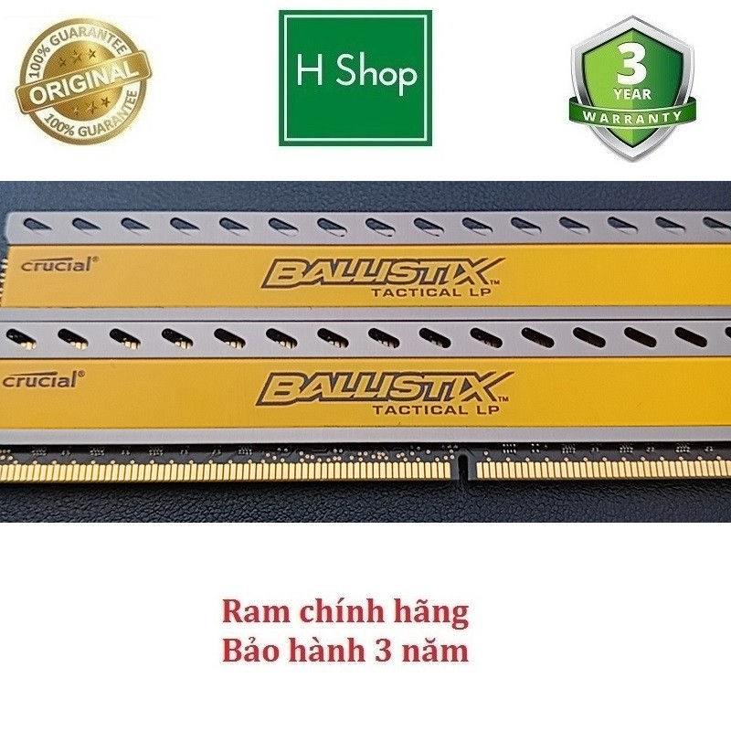 Ram tản nhiệt 8Gb DDR3 bus 1333 overlock 1600, ram bộ hiệu CRUCIAL BALLISTIX TACTICAL LP bảo hành 3 năm