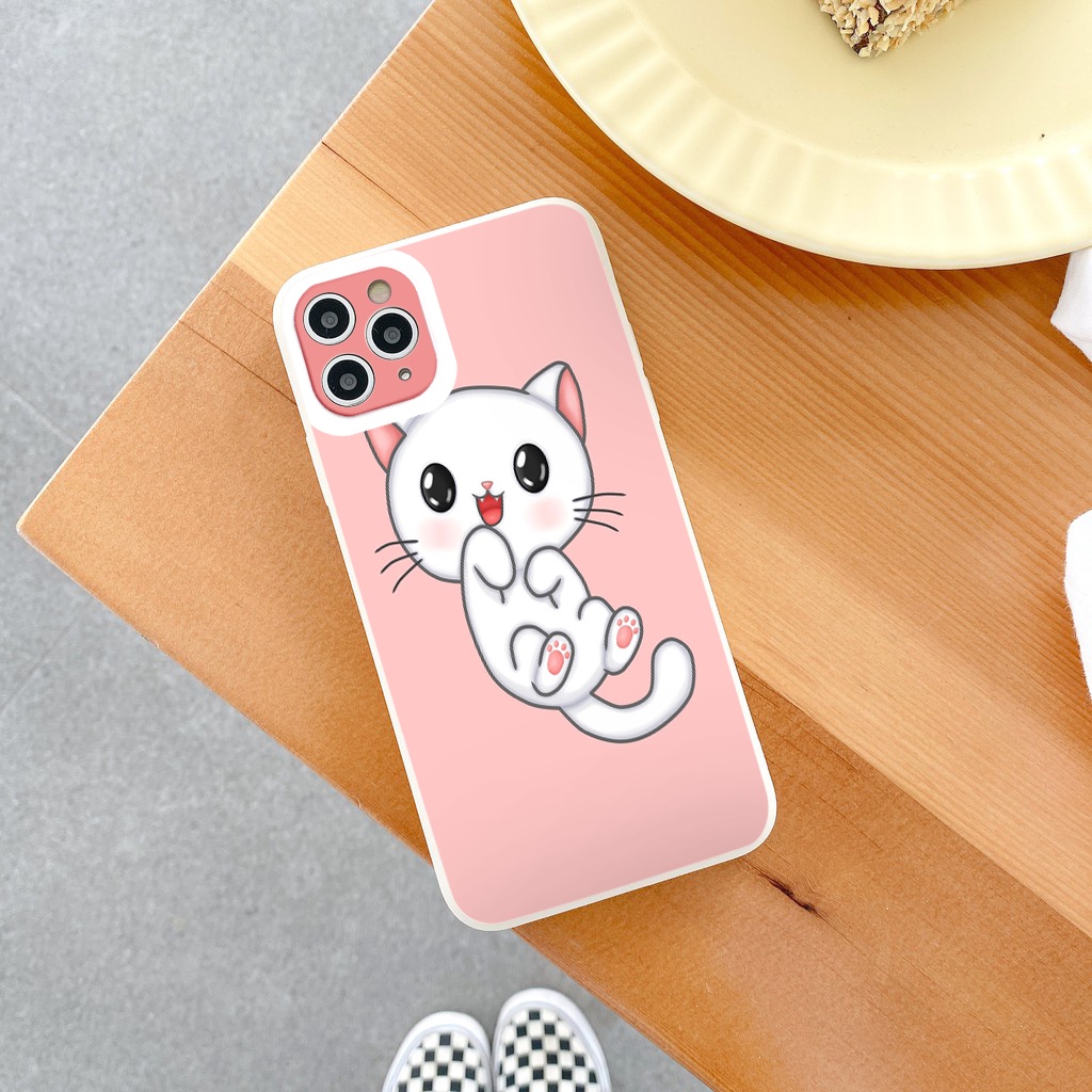 Ốp lưng iphone Cat Pink dễ thương Ốp iPhone Hình Mèo Nền Hồng cho 6/6s/7/8plus/13/12/11pro/promax/x/xs/xr/xsmax