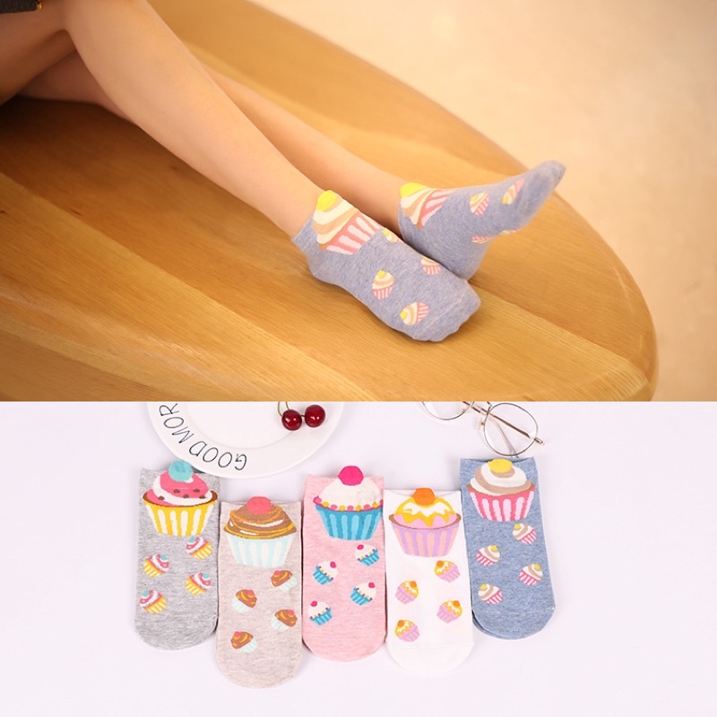 Tất nữ ngắn cổ hình bánh Cupcake