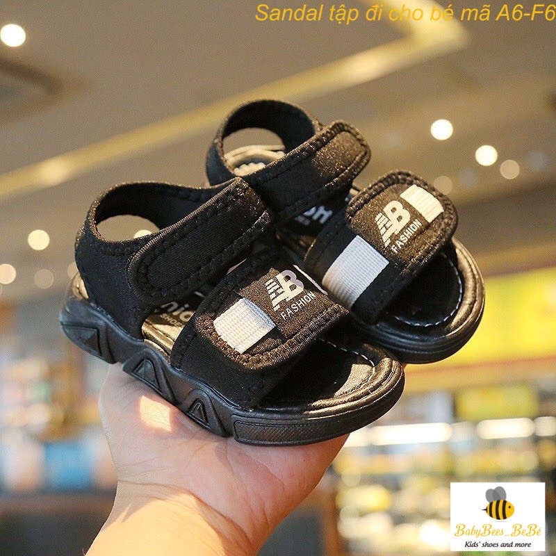 Sandal tập đi cho bé trai, bé gái a6 f6- dép quai hậu dán bé  - đen, ghi, hồng