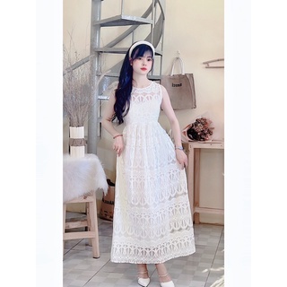 Đầm maxi ren dày dặn