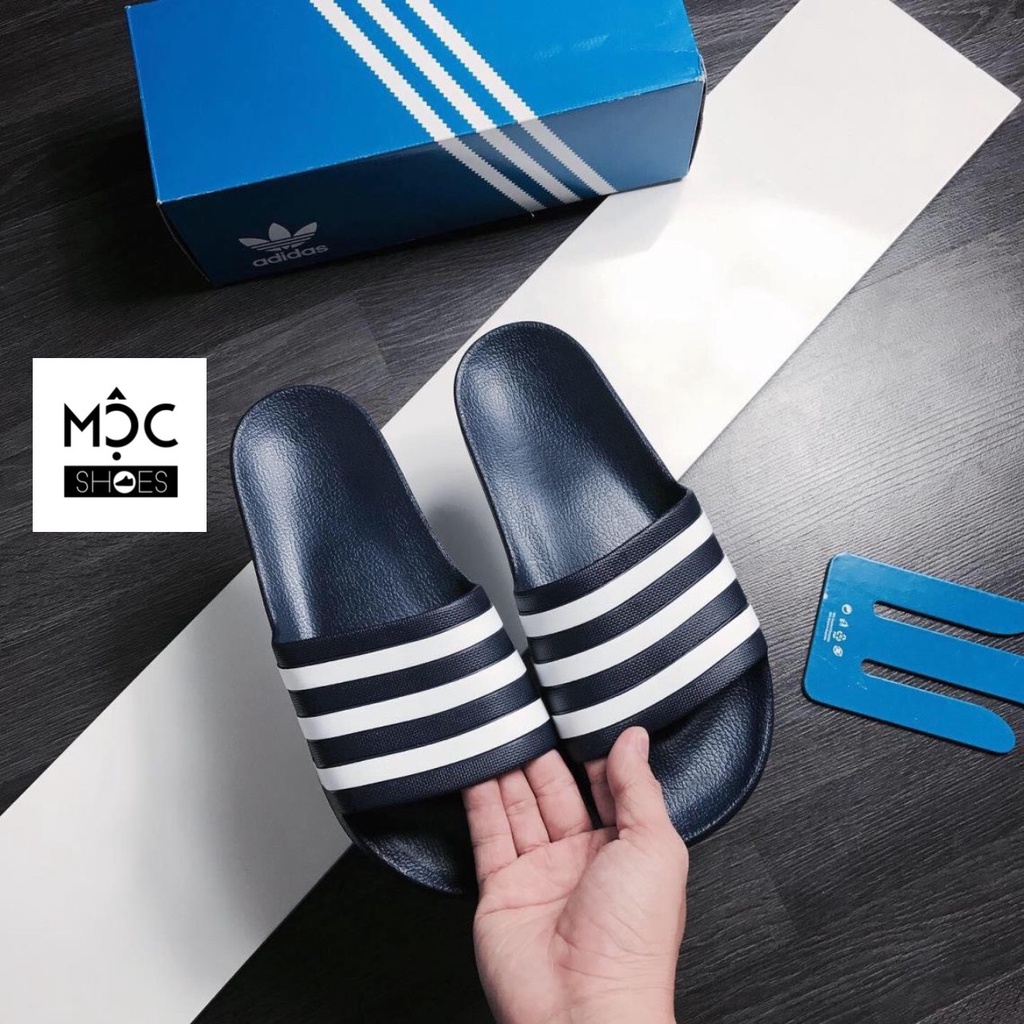 *DÉP ADIDAS AQUA SLIDE ĐEN SỌC TRẮNG BEST SELLER HOT HIT