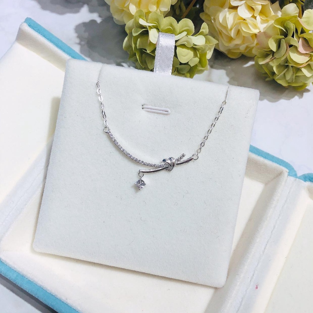 Dây chuyền bạc nữ PANSY mặt nụ cười có nút thắt trái tim, vòng cổ nữ bạc đẹp Twist Love