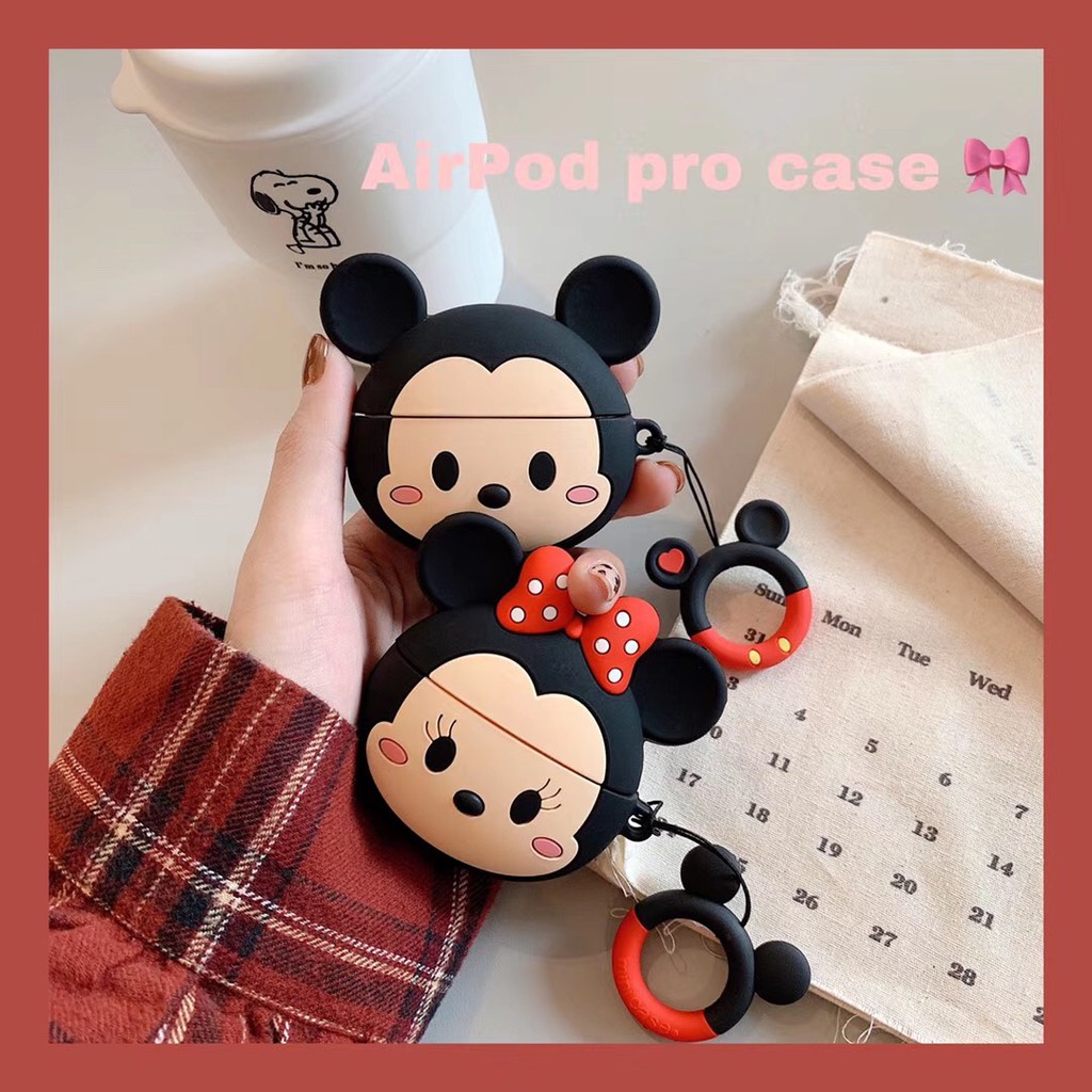 Cartoon Mickey Minnie Shape Casing AirPods Pro Case Cute AirPod 3 Soft Case With Same Ring Cover