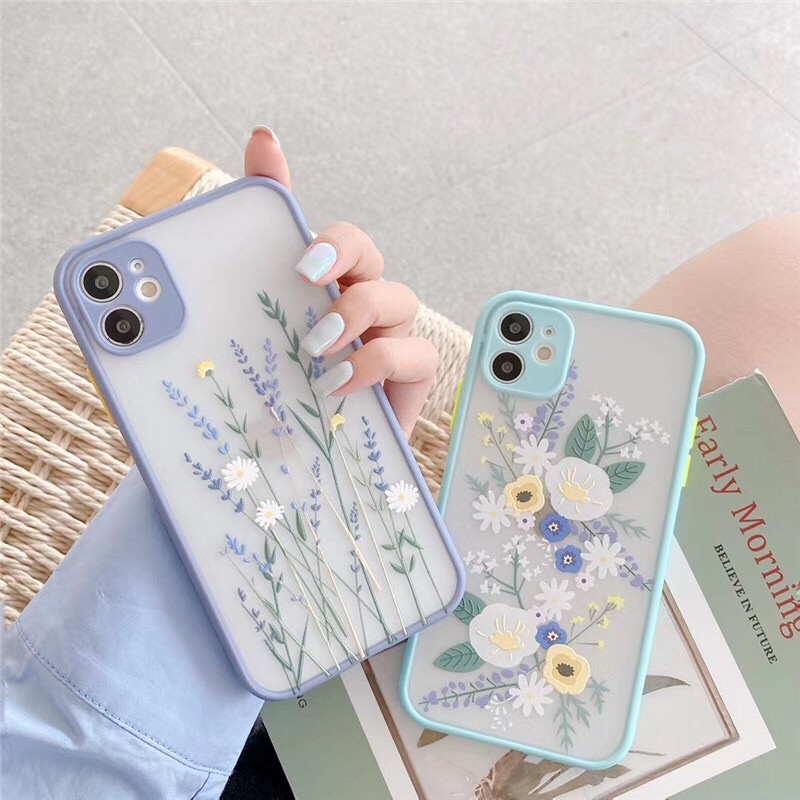 Camera Lens Protector Soft TPU Phone Case for iPhone 8 7 Plus 6 6s Plus IPhone 11 Pro Max X Xs Max XR SE Lavender Flower Case