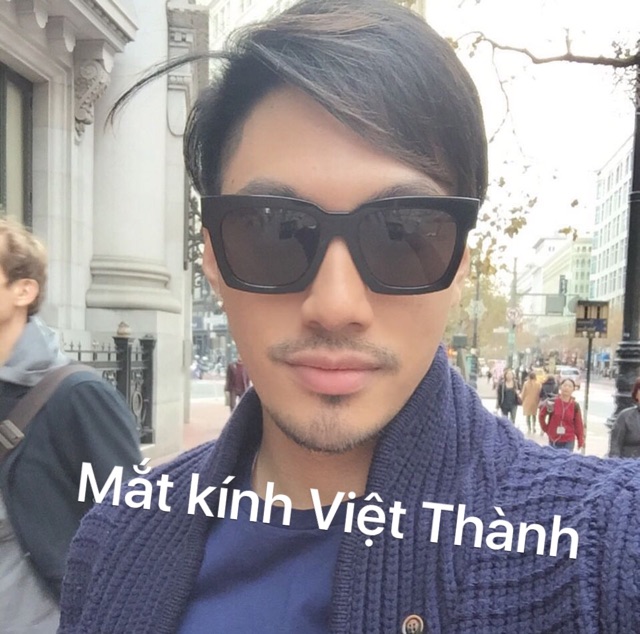 mắt kính mát vuông cho nam nữ chữ V VIỀN VÀNG kính râm có hộp