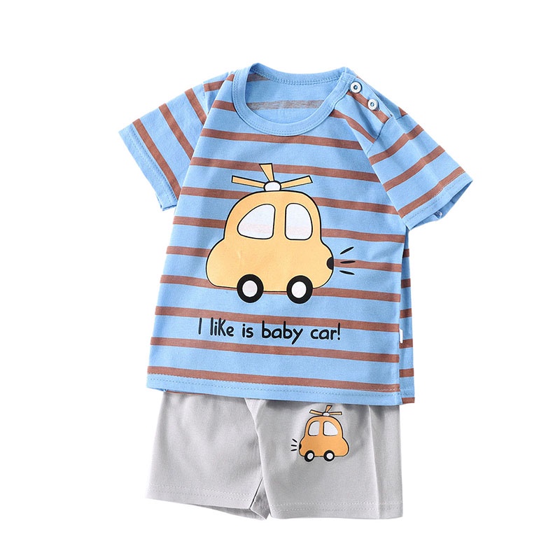 Set Đồ Mùa Hè 2 Món Gồm Áo Thun Cotton + Quần Ngắn Cho Bé Sơ Sinh