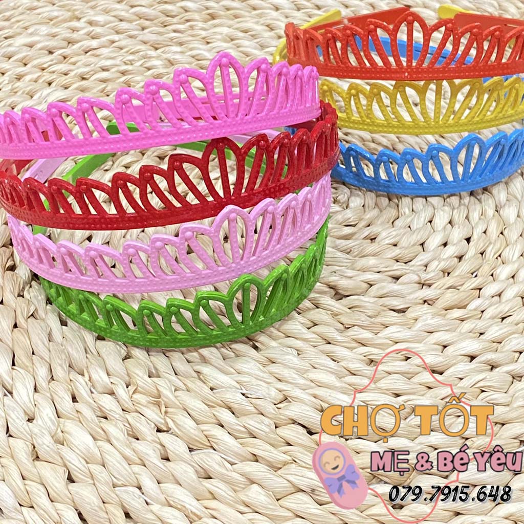 Cài Tóc Nhựa Cho Bé Nơ, Vương Miện Nhiều Màu Đơn Giản Chắc Tóc