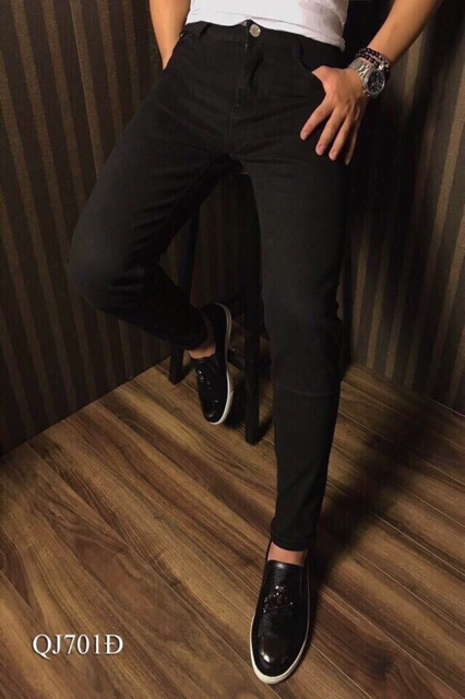 Quần jeans dài nam thời trang đen trơn