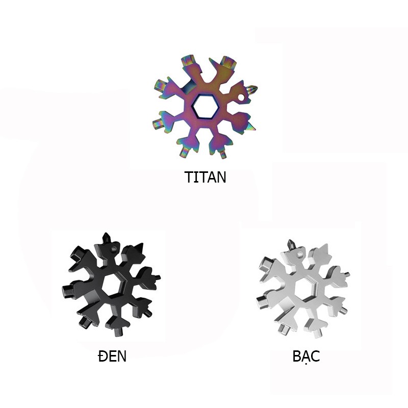 Móc khóa đa năng cờ lê bông tuyết nhỏ gọn tiện dụng