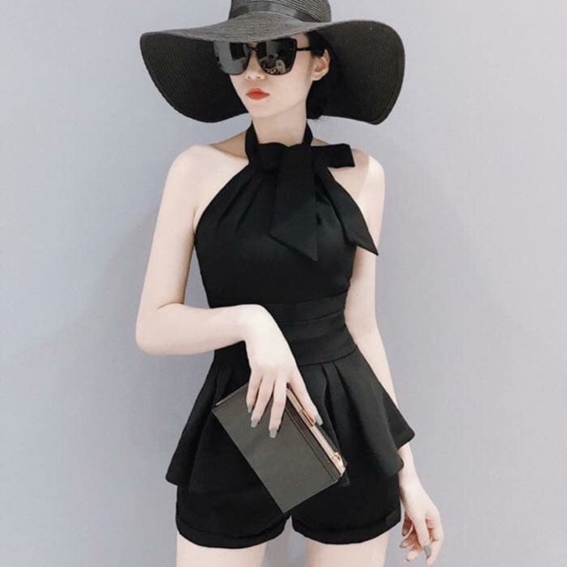 Set áo yếm nơ cổ. Kèm hình thật