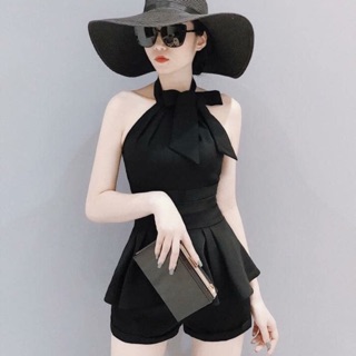 Set áo yếm nơ cổ. Kèm hình thật