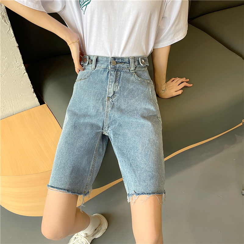 Quần short denim SUXI lưng cao thời trang mùa hè cho nữ