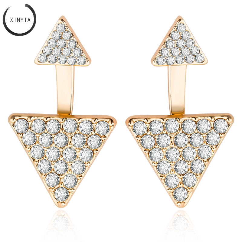 Khuyên tai hình tam giác đính đá thanh lịch cho nữ